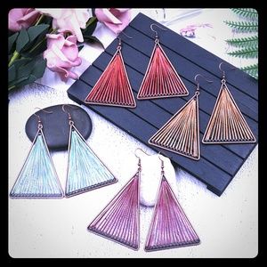 Handmade Triangle Shape Copper Alloy Woven Earring